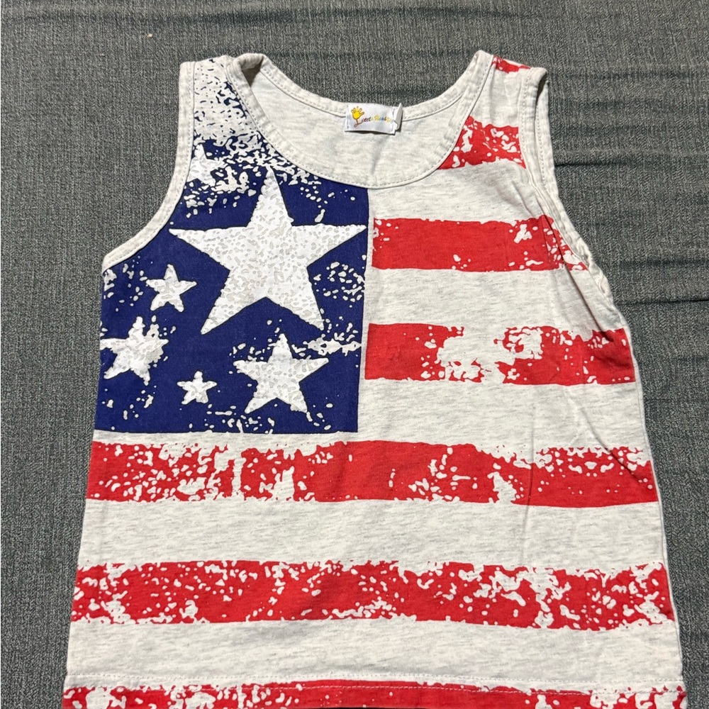 Patriotic Stars and Stripes Kids 4T Tank Top